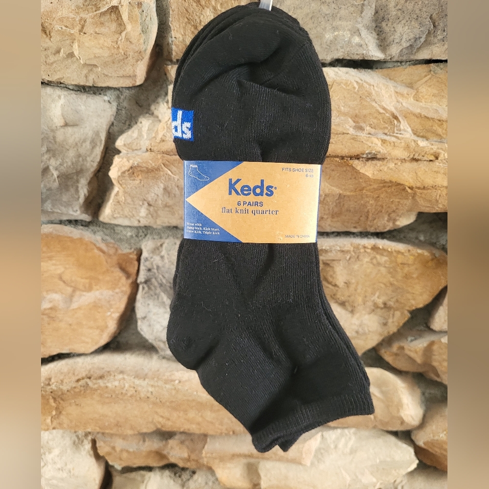 Keds Women's Black Quarter Athletic Socks - 6 Pair Pack